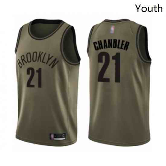 Youth Brooklyn Nets 21 Wilson Chandler Swingman Green Salute to Service Basketball Jersey